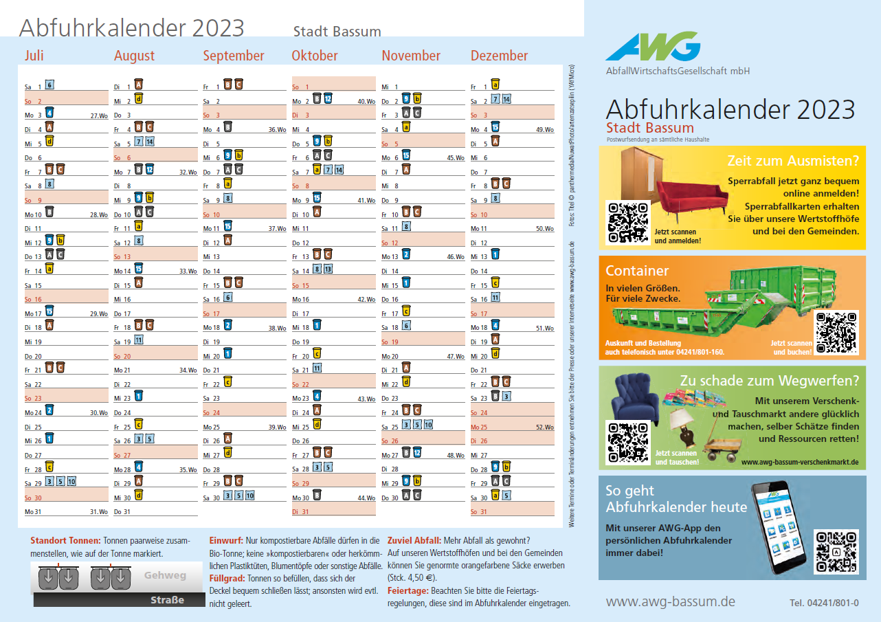 Der neue Abfuhrkalender 2023 im praktischen DIN-A4-Forma